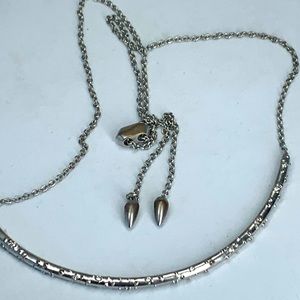 Kendra Scott choker necklace silver w/ gems sliding clasp - slight tarnish